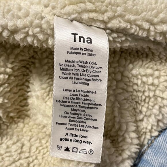 Aritzia TNA Murad Sherpa Lined Demin Coat Small - Picture 14 of 16